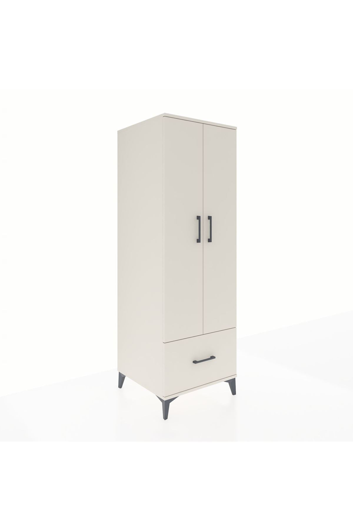 Kronos Dolap 4 Raflı Tek Çekmeceli 2 Kapaklı 60x59x182 Aytaşı-Aytaşı