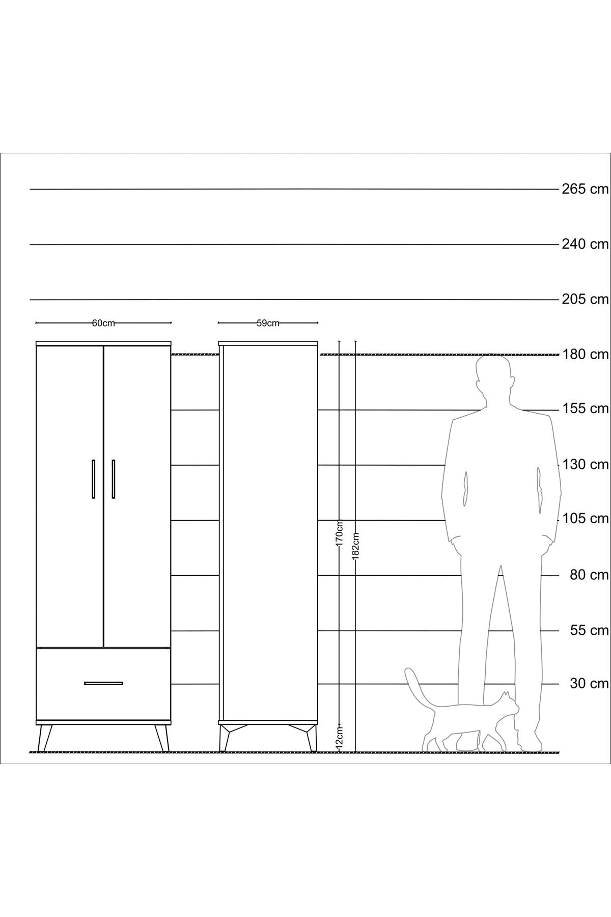 Kronos Dolap 4 Raflı Tek Çekmeceli 2 Kapaklı 60x59x182 Aytaşı-Aytaşı