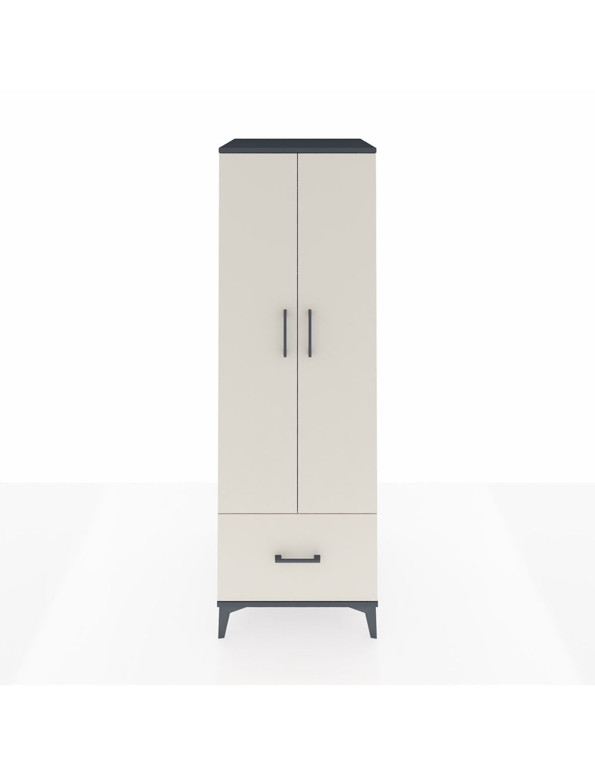 Kronos Dolap 4 Raflı Tek Çekmeceli 2 Kapaklı 60x59x182 Antrasit-Aytaşı