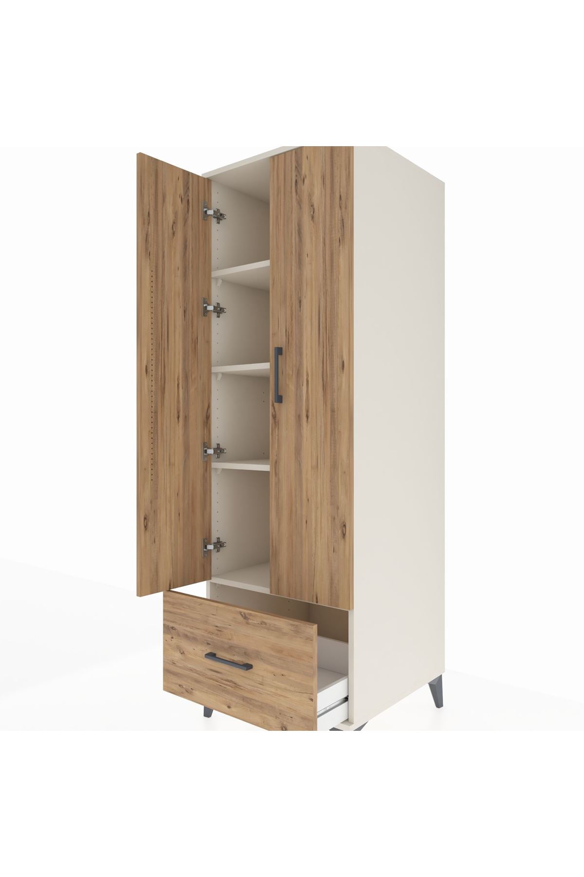 Kronos Dolap 4 Raflı Tek Çekmeceli 2 Kapaklı 60x59x182 - S89M016V3C