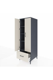 Kronos Dolap 4 Raflı Tek Çekmeceli 2 Kapaklı 60x59x182 Antrasit-Aytaşı