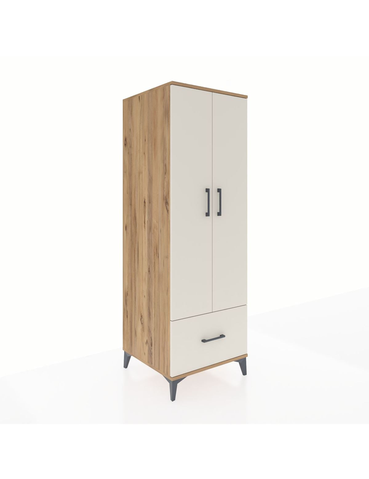 Kronos Dolap 4 Raflı Tek Çekmeceli 2 Kapaklı 60x59x182 Çam-Aytaşı