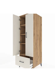 Kronos Dolap 4 Raflı Tek Çekmeceli 2 Kapaklı 60x59x182 Çam-Aytaşı