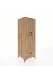 Kronos Dolap 4 Raflı Tek Çekmeceli 2 Kapaklı 60x59x182 Çam-Çam