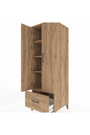 Kronos Dolap 4 Raflı Tek Çekmeceli 2 Kapaklı 60x59x182 Çam-Çam