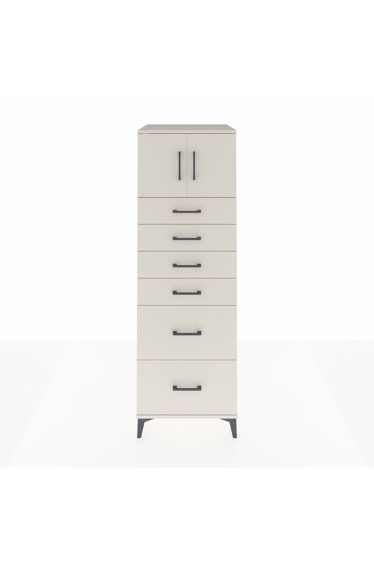 Kronos Dolap Tek Raflı 6 Çekmeceli 2 Kapaklı 60x59x182 Aytaşı-Aytaşı