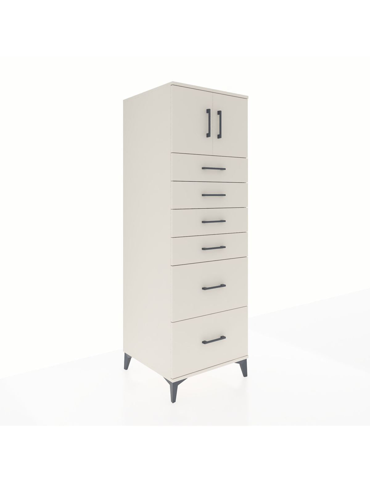 Kronos Dolap Tek Raflı 6 Çekmeceli 2 Kapaklı 60x59x182 Aytaşı-Aytaşı