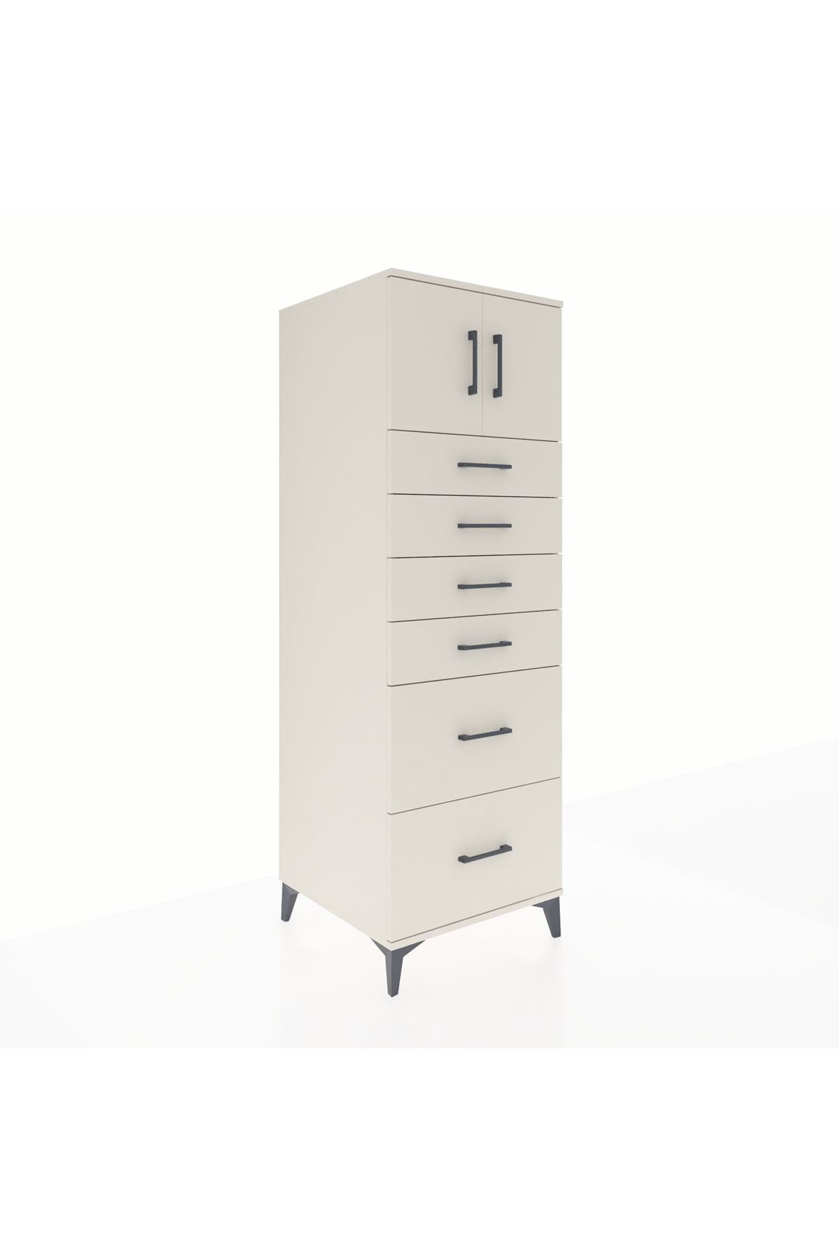 Kronos Dolap Tek Raflı 6 Çekmeceli 2 Kapaklı 60x59x182 Aytaşı-Aytaşı