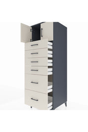 Kronos Dolap Tek Raflı 6 Çekmeceli 2 Kapaklı 60x59x182 - S89M017V4C