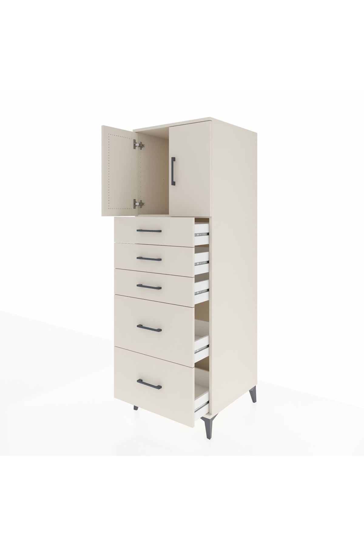 Kronos Dolap Tek Raflı 5 Çekmeceli 2 Kapaklı 60x59x182 - S89M018V1C