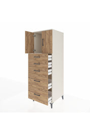 Kronos Dolap Tek Raflı 5 Çekmeceli 2 Kapaklı 60x59x182 Aytaşı-Çam