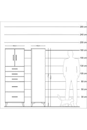 Kronos Dolap Tek Raflı 5 Çekmeceli 2 Kapaklı 60x59x182 Antrasit-Çam