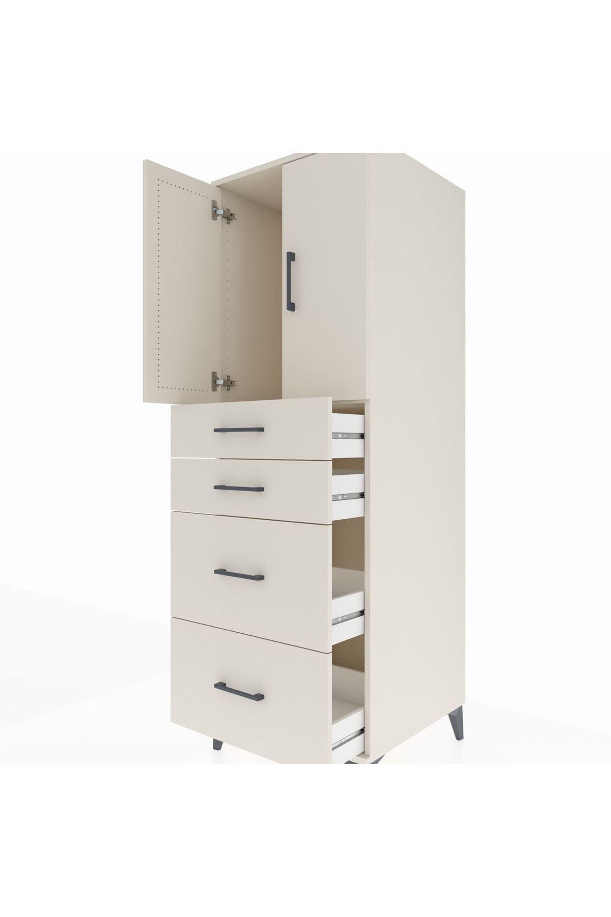 Kronos Dolap Tek Raflı 4 Çekmeceli 2 Kapaklı 60x59x182 - S89M019V1C
