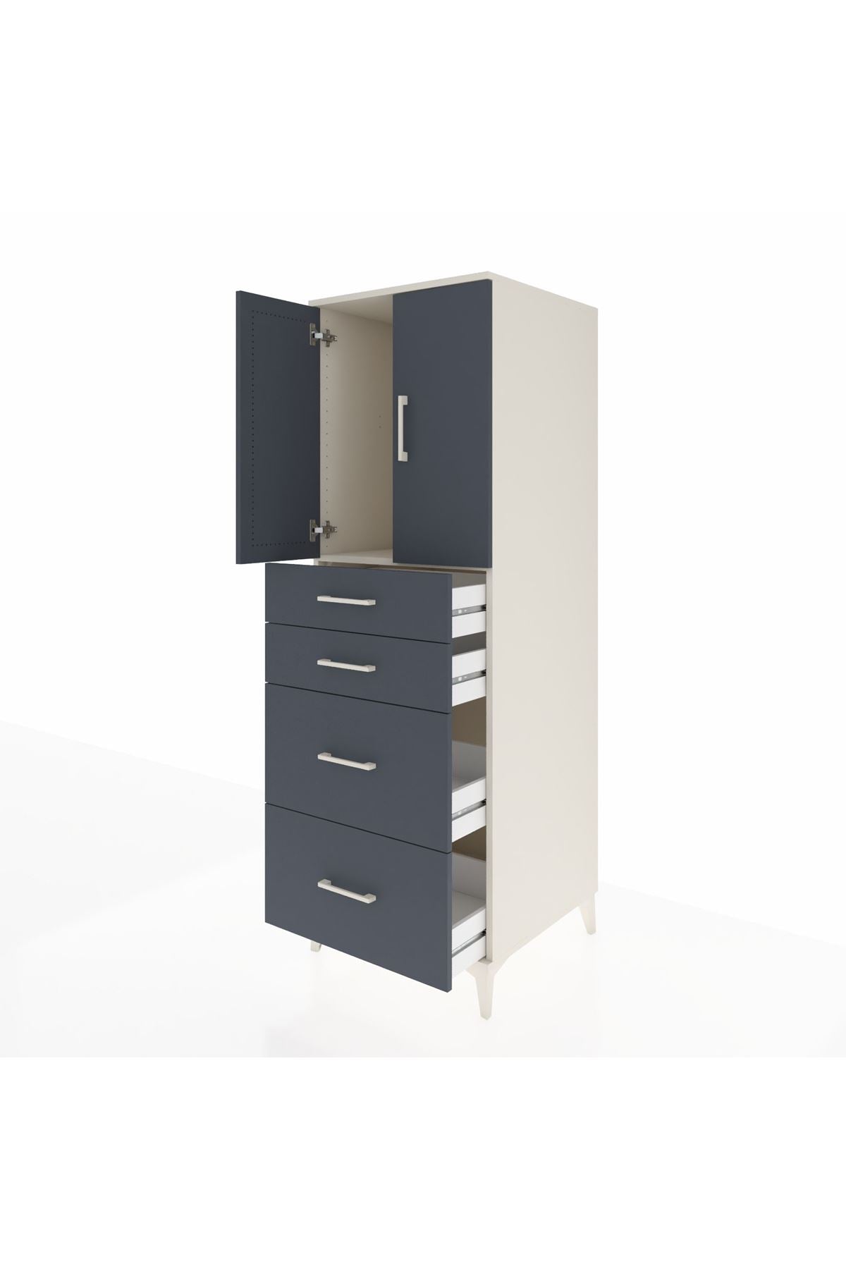 Kronos Dolap Tek Raflı 4 Çekmeceli 2 Kapaklı 60x59x182 Aytaşı-Antrasit