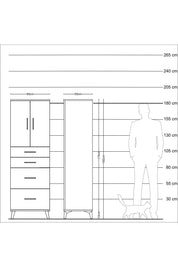 Kronos Dolap Tek Raflı 4 Çekmeceli 2 Kapaklı 60x59x182 Aytaşı-Antrasit