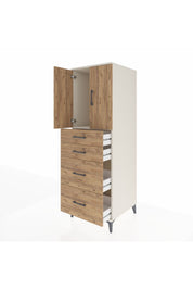 Kronos Dolap Tek Raflı 4 Çekmeceli 2 Kapaklı 60x59x182 Aytaşı-Çam