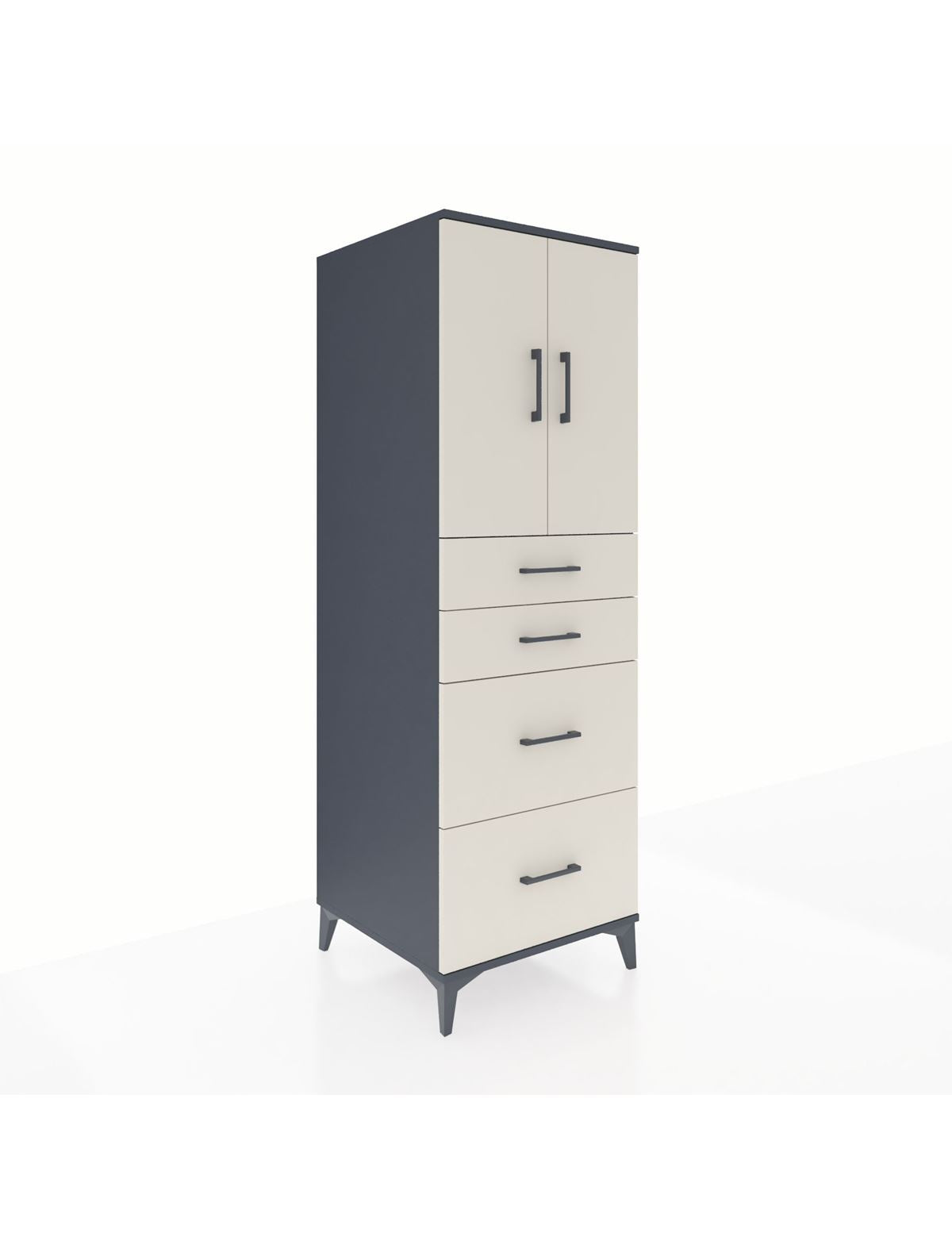 Kronos Dolap Tek Raflı 4 Çekmeceli 2 Kapaklı 60x59x182 - S89M019V4C