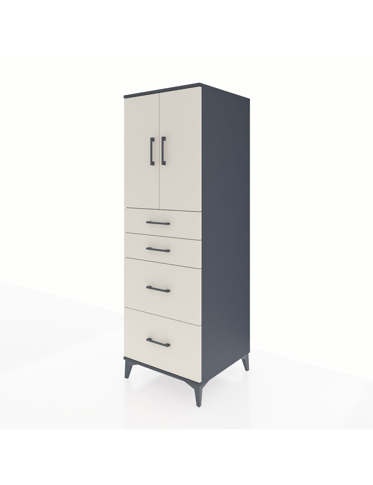 Kronos Dolap Tek Raflı 4 Çekmeceli 2 Kapaklı 60x59x182 - S89M019V4C