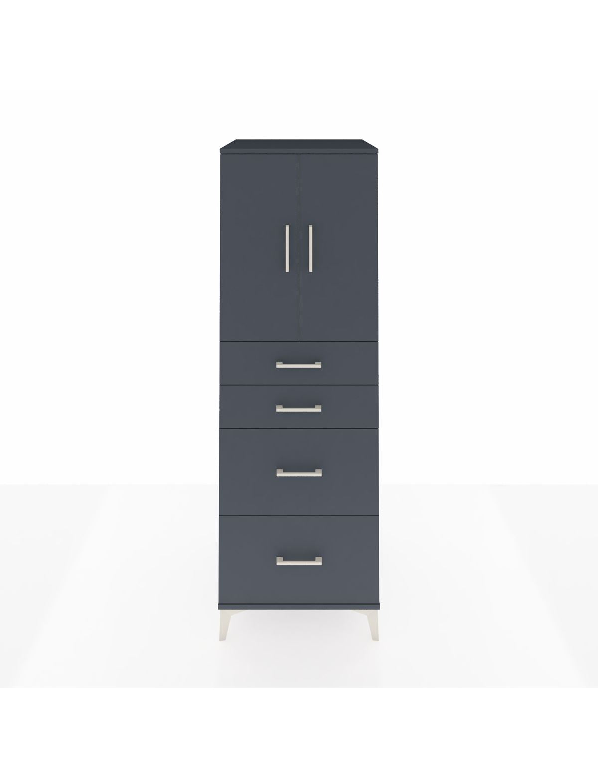 Kronos Dolap Tek Raflı 4 Çekmeceli 2 Kapaklı 60x59x182 Antrasit-Antrasit