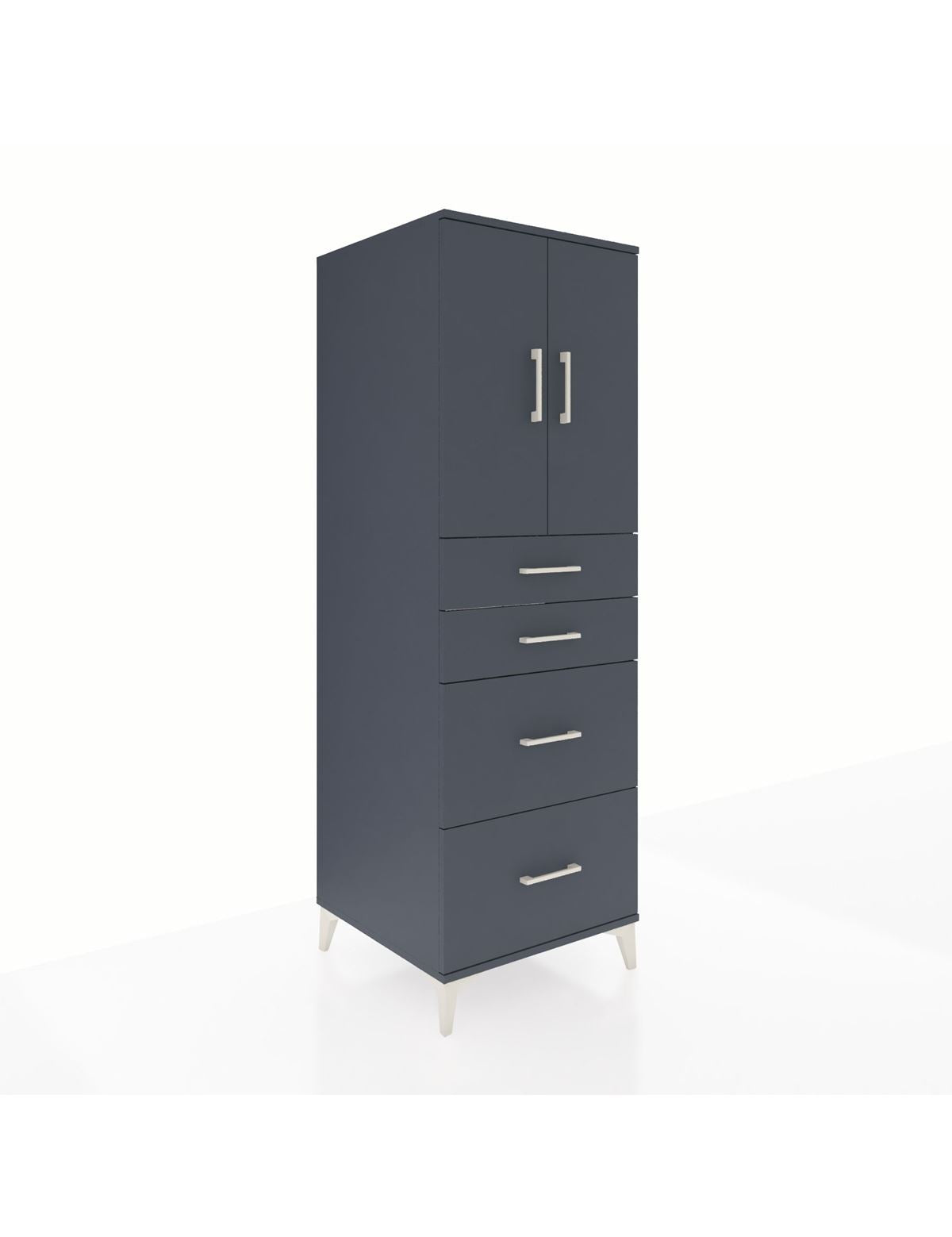 Kronos Dolap Tek Raflı 4 Çekmeceli 2 Kapaklı 60x59x182 Antrasit-Antrasit