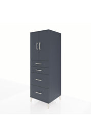 Kronos Dolap Tek Raflı 4 Çekmeceli 2 Kapaklı 60x59x182 Antrasit-Antrasit