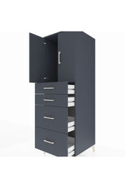 Kronos Dolap Tek Raflı 4 Çekmeceli 2 Kapaklı 60x59x182 Antrasit-Antrasit