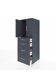 Kronos Dolap Tek Raflı 4 Çekmeceli 2 Kapaklı 60x59x182 Antrasit-Antrasit