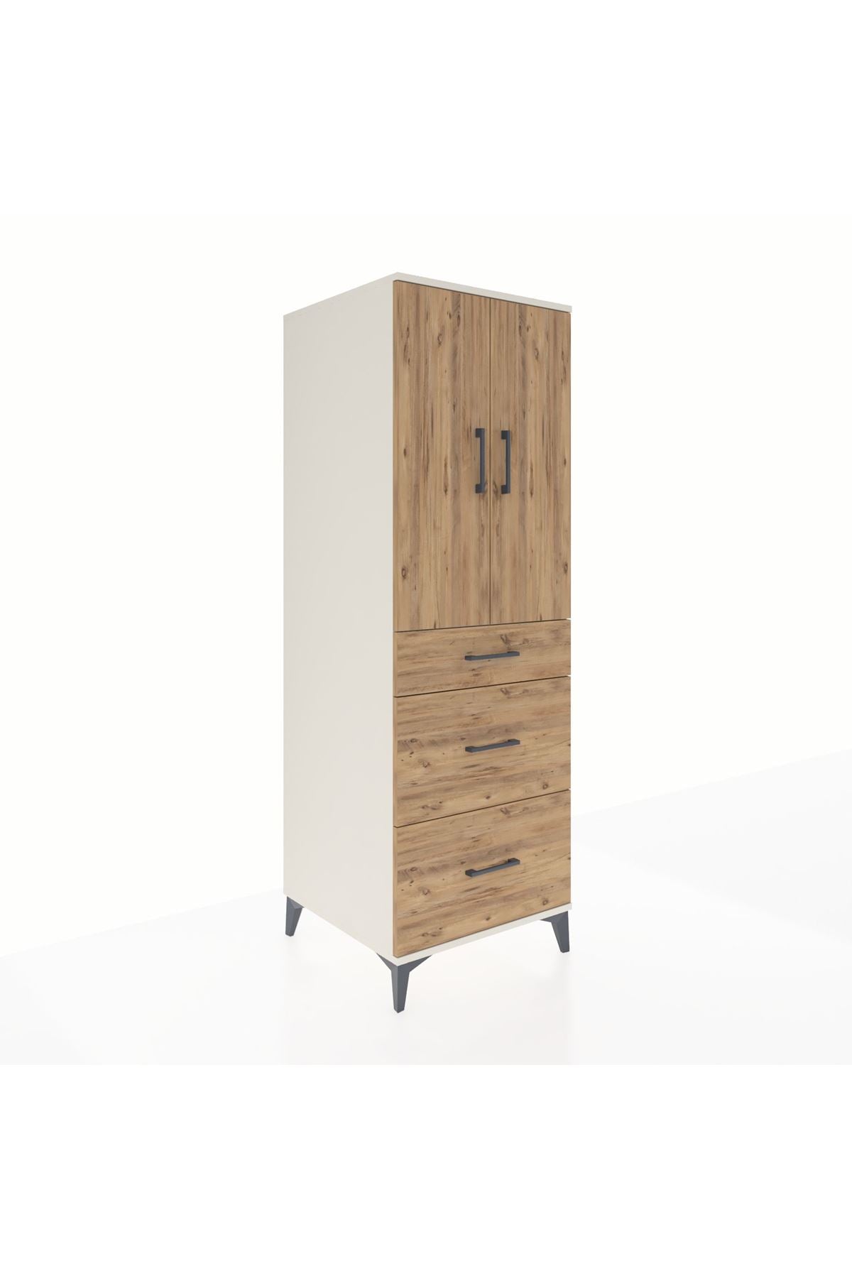 Kronos Dolap 2 Raflı 3 Çekmeceli 2 Kapaklı 60x59x182 - S89M020V3C
