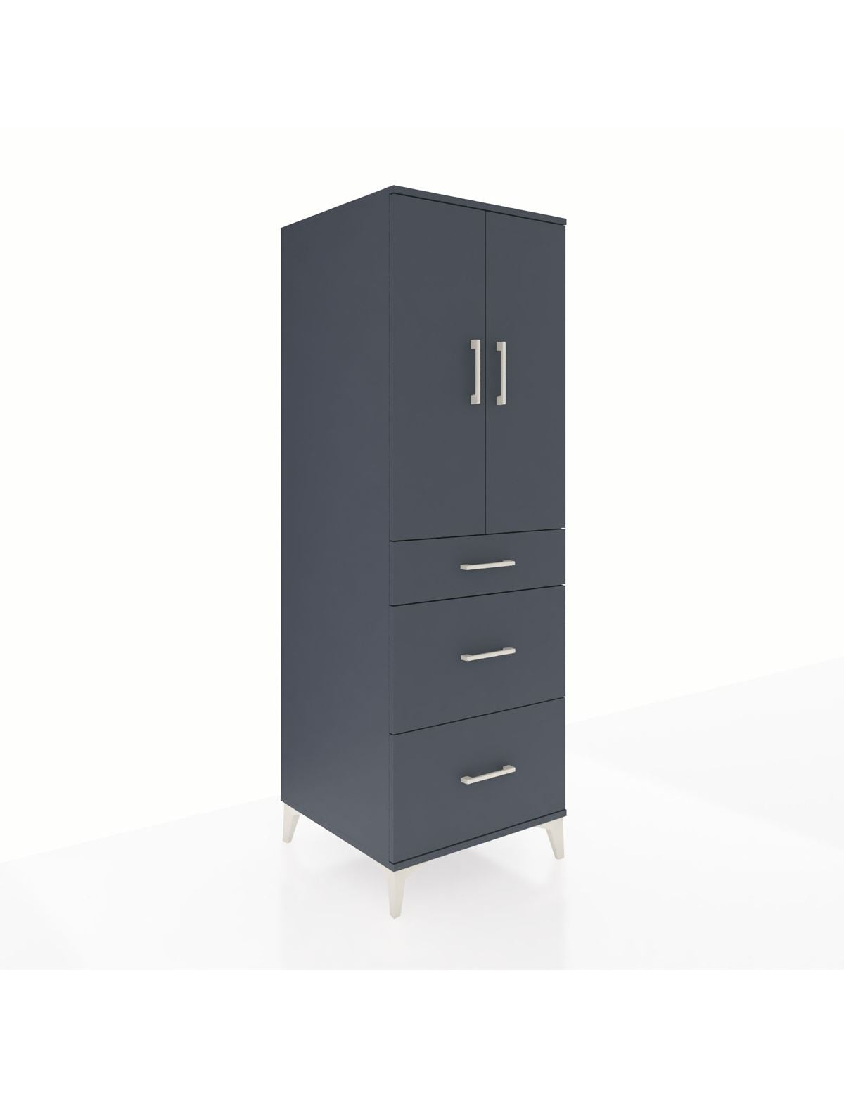 Kronos Dolap 2 Raflı 3 Çekmeceli 2 Kapaklı 60x59x182 Antrasit-Antrasit