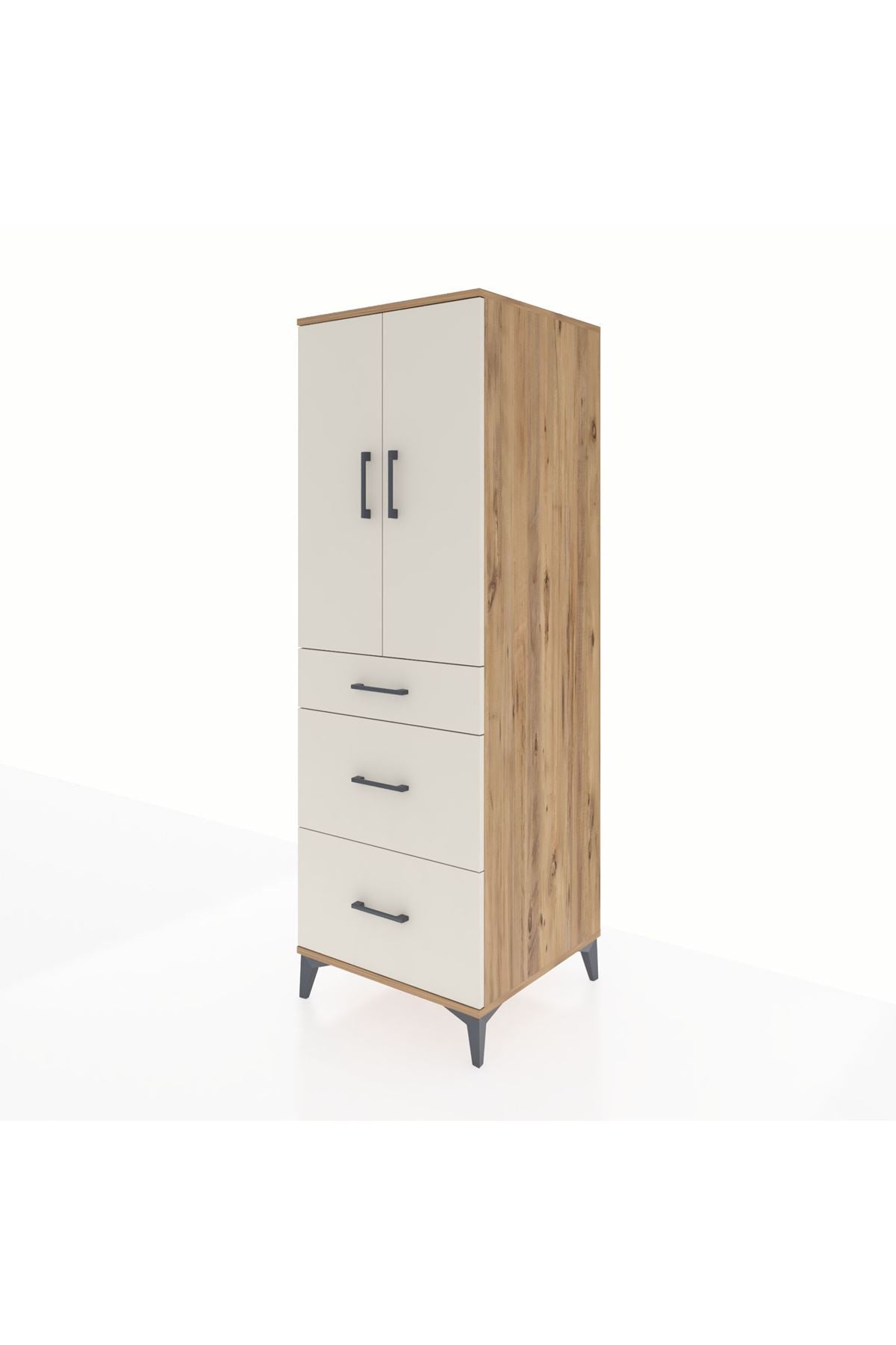 Kronos Dolap 2 Raflı 3 Çekmeceli 2 Kapaklı 60x59x182 - S89M020V7C