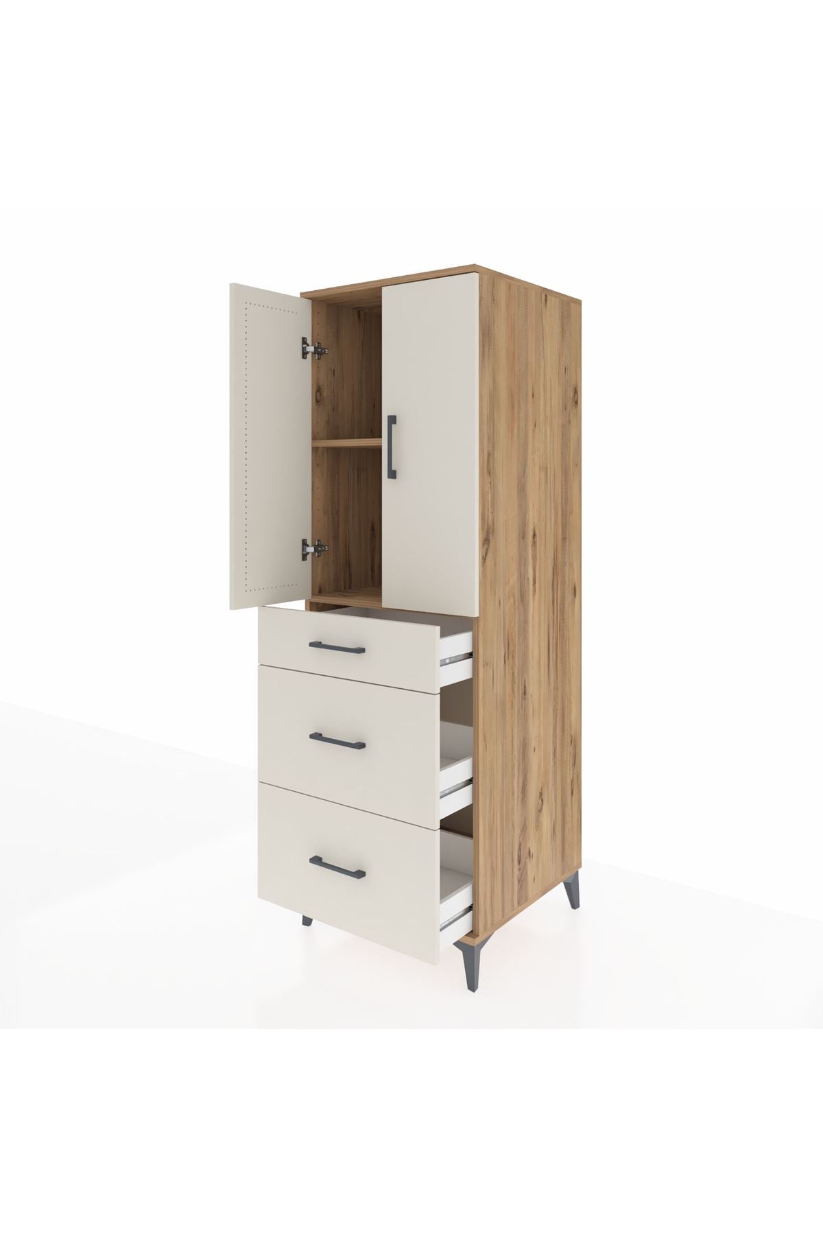 Kronos Dolap 2 Raflı 3 Çekmeceli 2 Kapaklı 60x59x182 - S89M020V7C