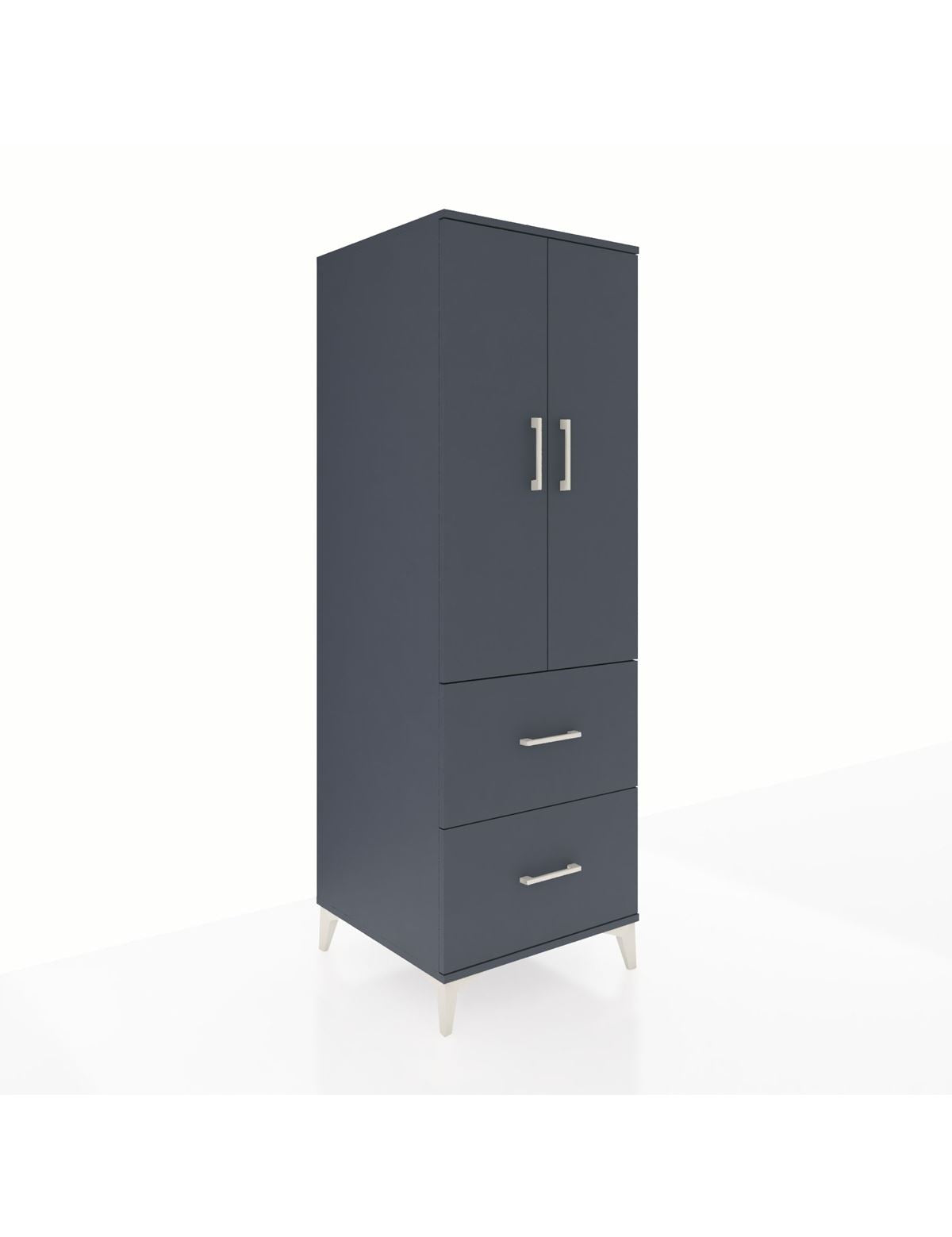 Kronos Dolap 3 Raflı 2 Çekmeceli 2 Kapaklı 60x59x182 Antrasit-Antrasit