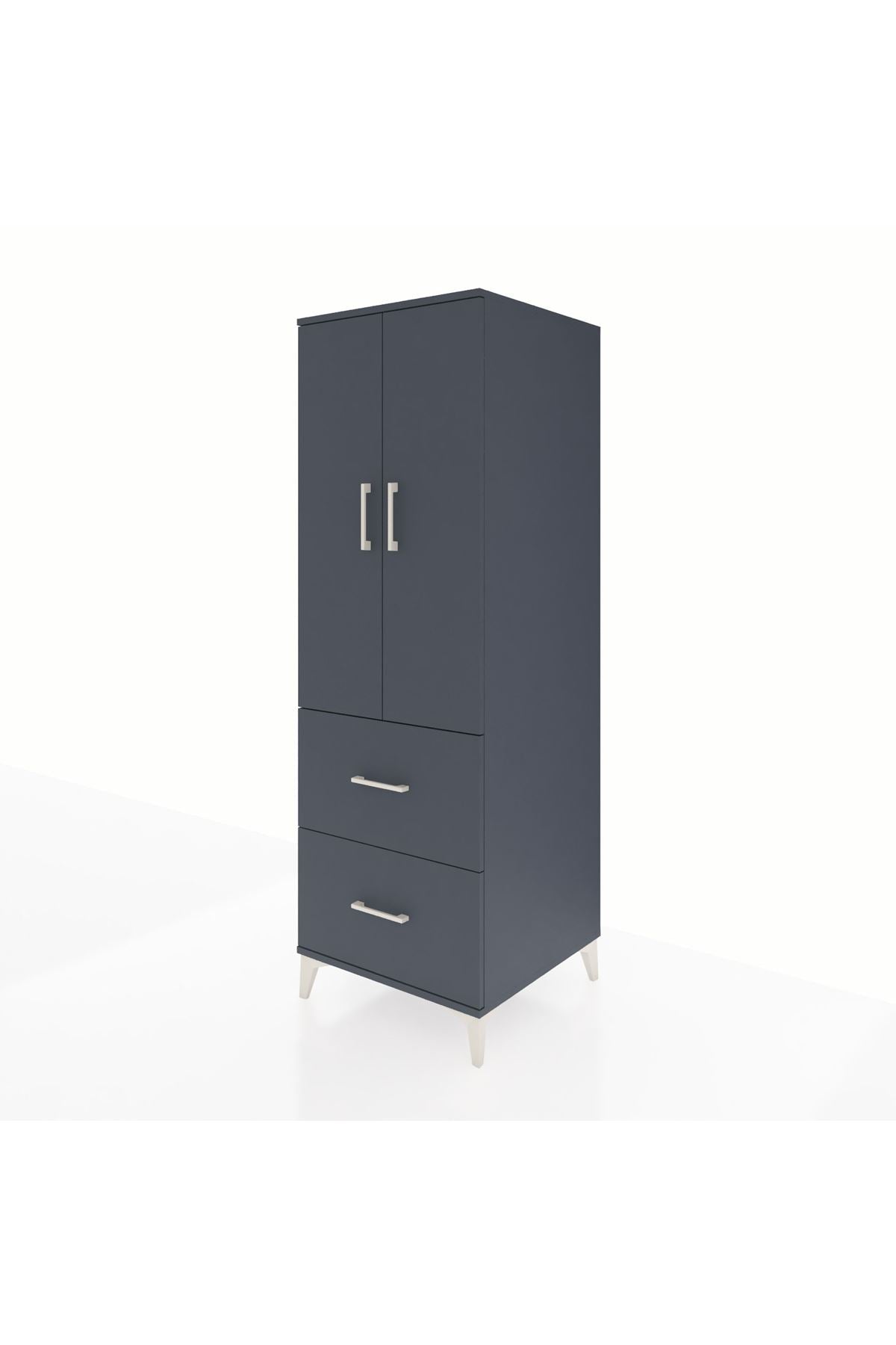 Kronos Dolap 3 Raflı 2 Çekmeceli 2 Kapaklı 60x59x182 Antrasit-Antrasit