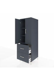 Kronos Dolap 3 Raflı 2 Çekmeceli 2 Kapaklı 60x59x182 Antrasit-Antrasit
