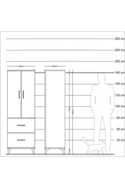 Kronos Dolap 3 Raflı 2 Çekmeceli 2 Kapaklı 60x59x182 Çam-Aytaşı