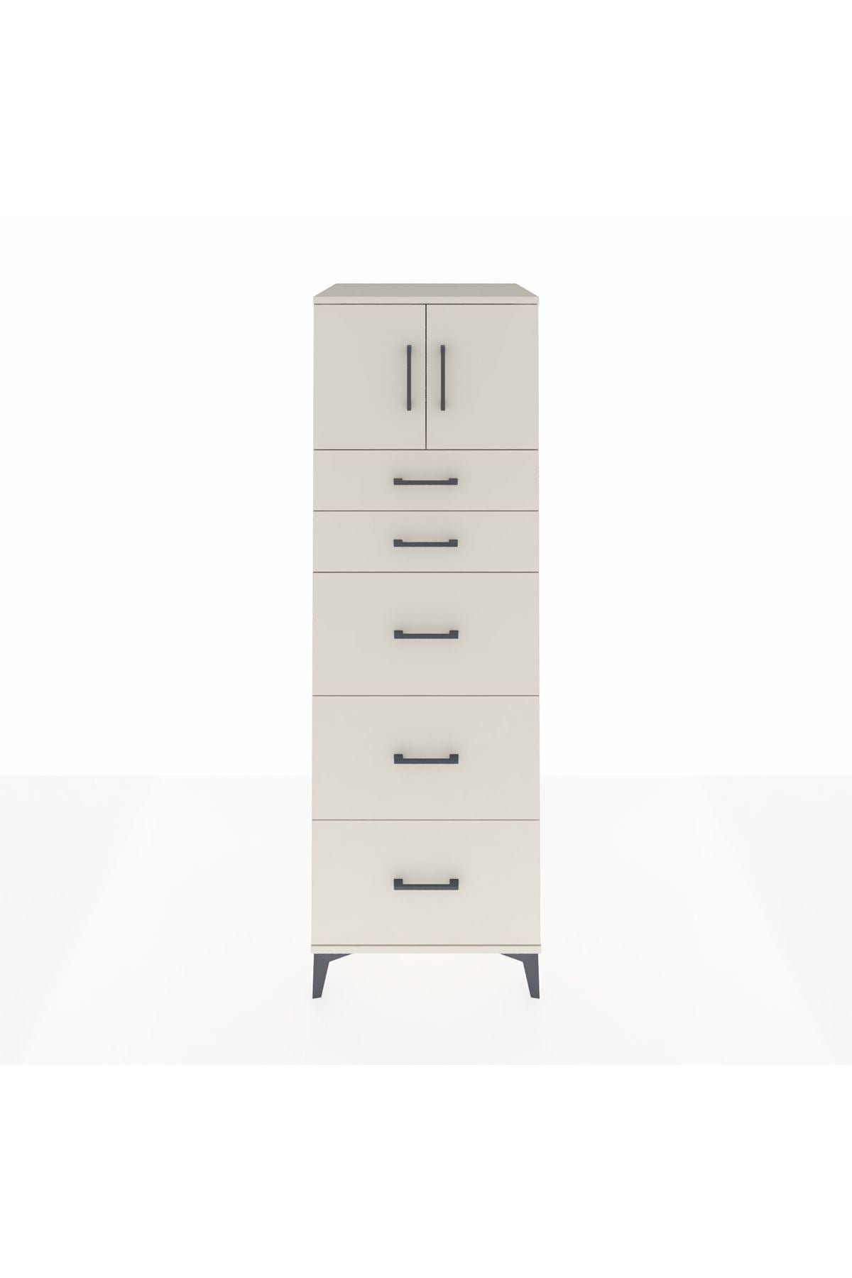 Kronos Dolap Tek Raflı 5 Çekmeceli 2 Kapaklı 60x59x182 Aytaşı-Aytaşı