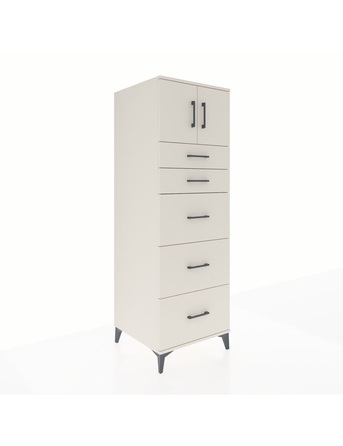 Kronos Dolap Tek Raflı 5 Çekmeceli 2 Kapaklı 60x59x182 Aytaşı-Aytaşı