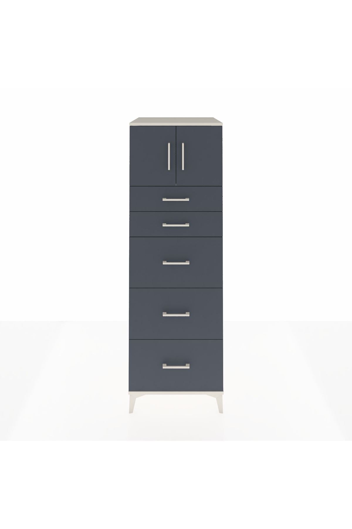 Kronos Dolap Tek Raflı 5 Çekmeceli 2 Kapaklı 60x59x182 Aytaşı-Antrasit