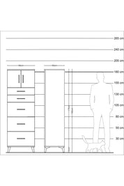 Kronos Dolap Tek Raflı 5 Çekmeceli 2 Kapaklı 60x59x182 Aytaşı-Antrasit