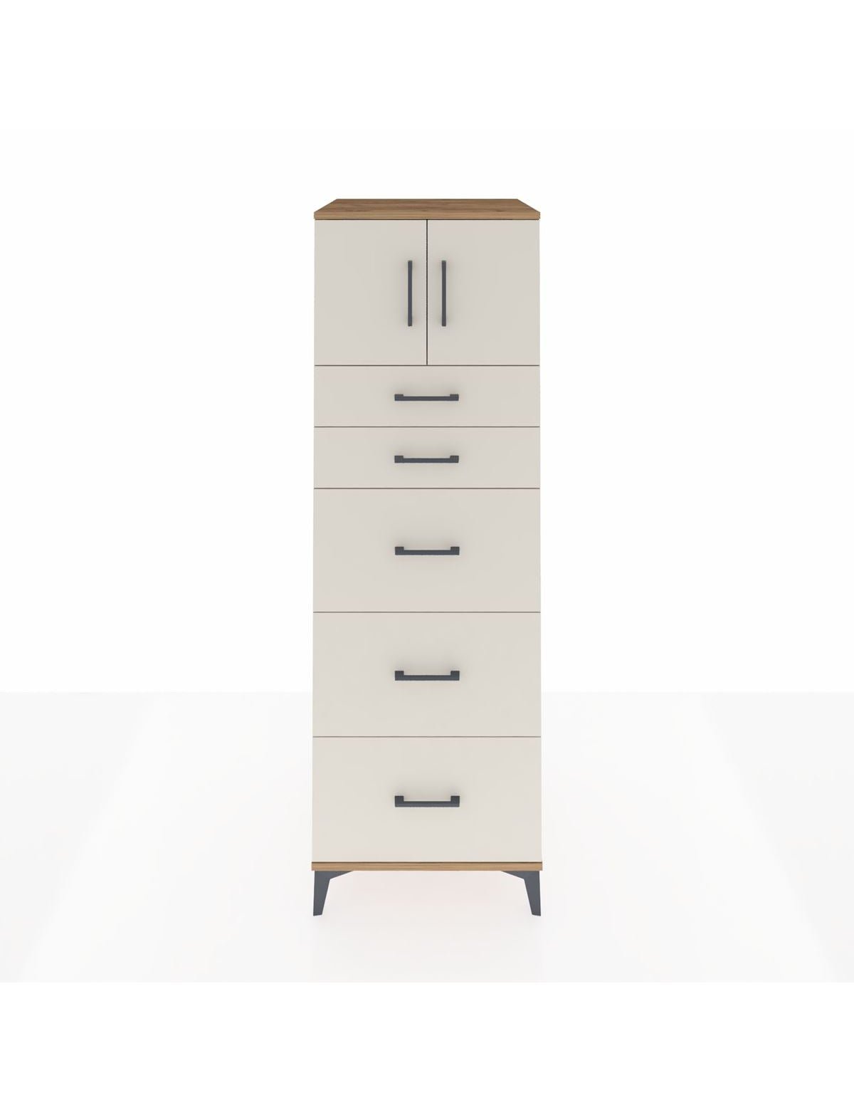 Kronos Dolap Tek Raflı 5 Çekmeceli 2 Kapaklı 60x59x182 Çam-Aytaşı