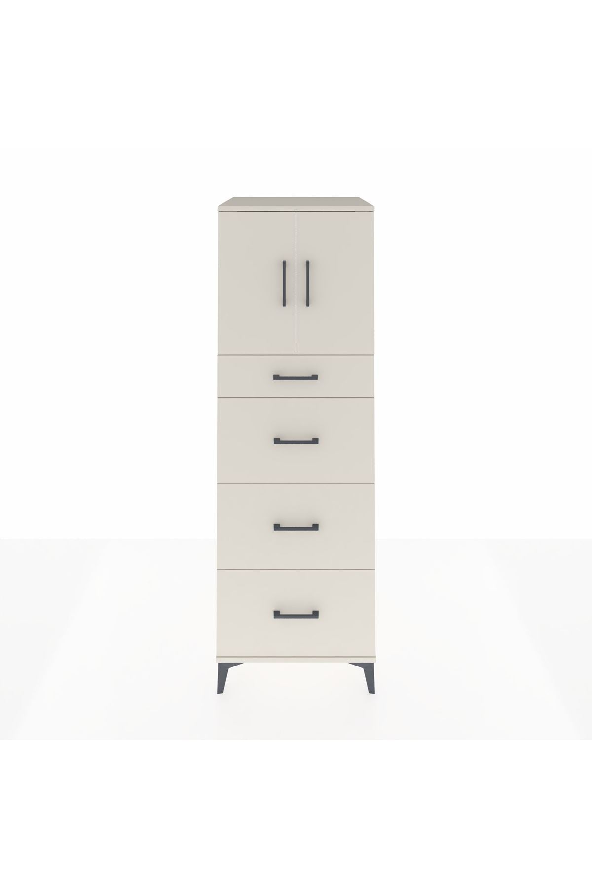 Kronos Dolap Tek Raflı 4 Çekmeceli 2 Kapaklı 60x59x182 Aytaşı-Aytaşı