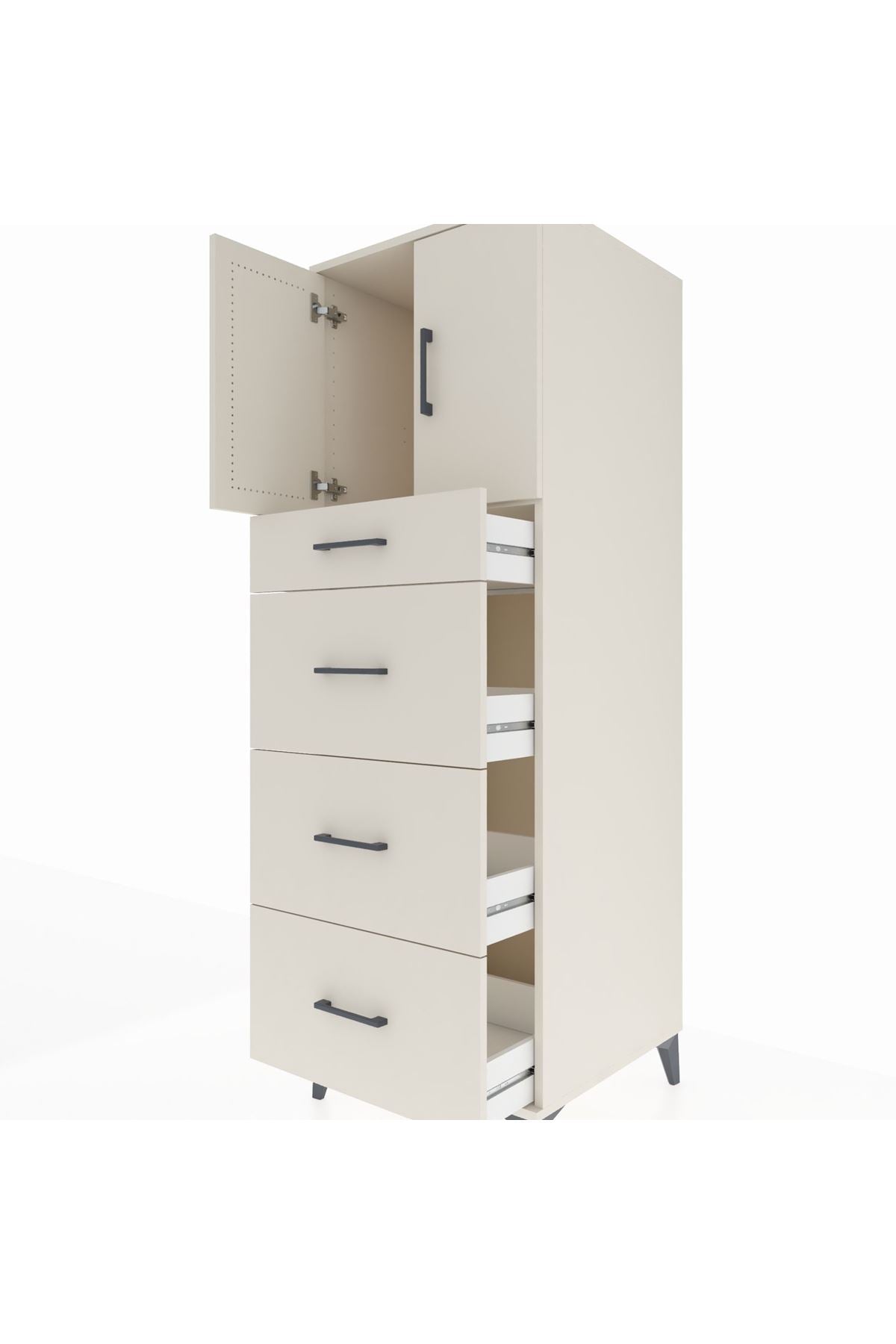 Kronos Dolap Tek Raflı 4 Çekmeceli 2 Kapaklı 60x59x182 Aytaşı-Aytaşı