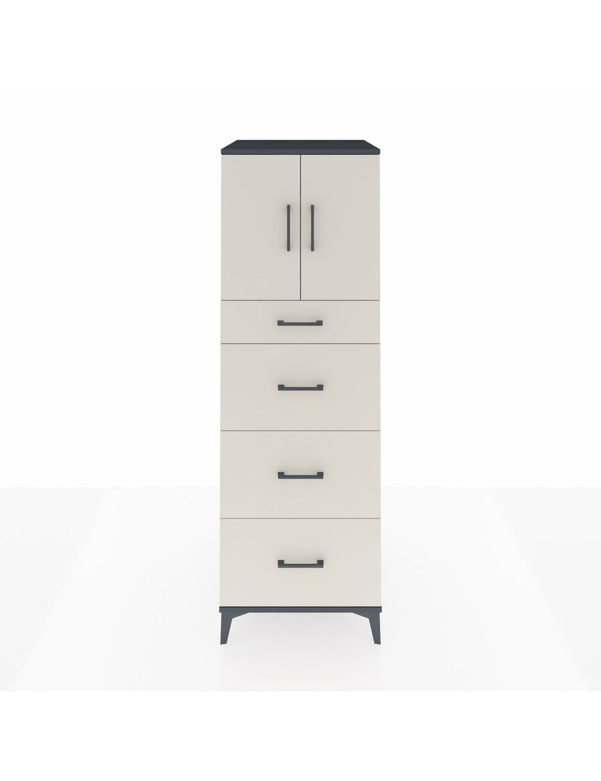 Kronos Dolap Tek Raflı 4 Çekmeceli 2 Kapaklı 60x59x182 Antrasit-Aytaşı