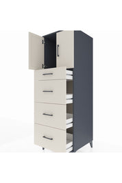 Kronos Dolap Tek Raflı 4 Çekmeceli 2 Kapaklı 60x59x182 Antrasit-Aytaşı