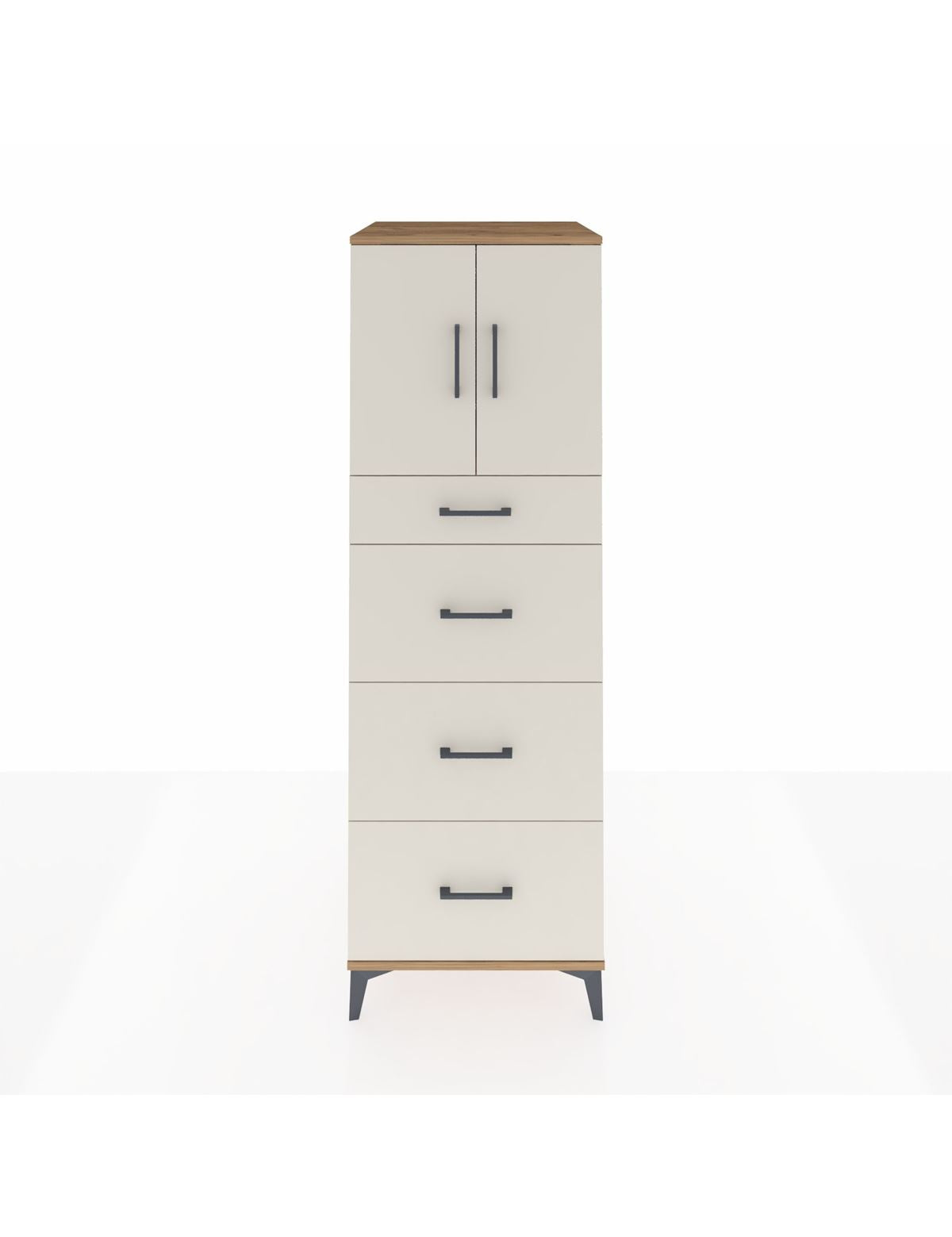 Kronos Dolap Tek Raflı 4 Çekmeceli 2 Kapaklı 60x59x182 Çam-Aytaşı