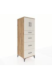 Kronos Dolap Tek Raflı 4 Çekmeceli 2 Kapaklı 60x59x182 Çam-Aytaşı