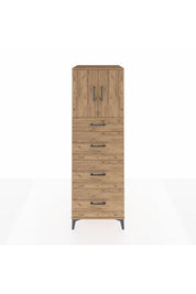 Kronos Dolap Tek Raflı 4 Çekmeceli 2 Kapaklı 60x59x182 Çam-Çam