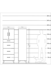 Kronos Dolap Tek Raflı 4 Çekmeceli 2 Kapaklı 60x59x182 Çam-Çam