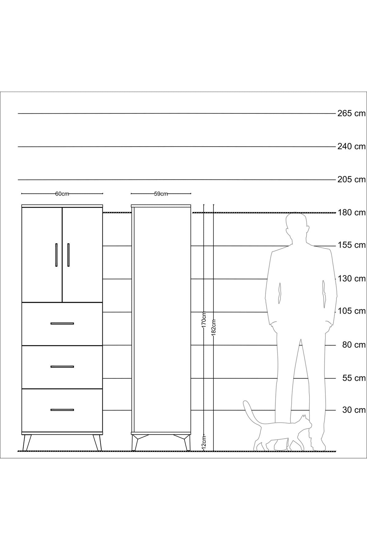 Kronos Dolap 2 Raflı 3 Çekmeceli 2 Kapaklı 60x59x182 Aytaşı-Aytaşı