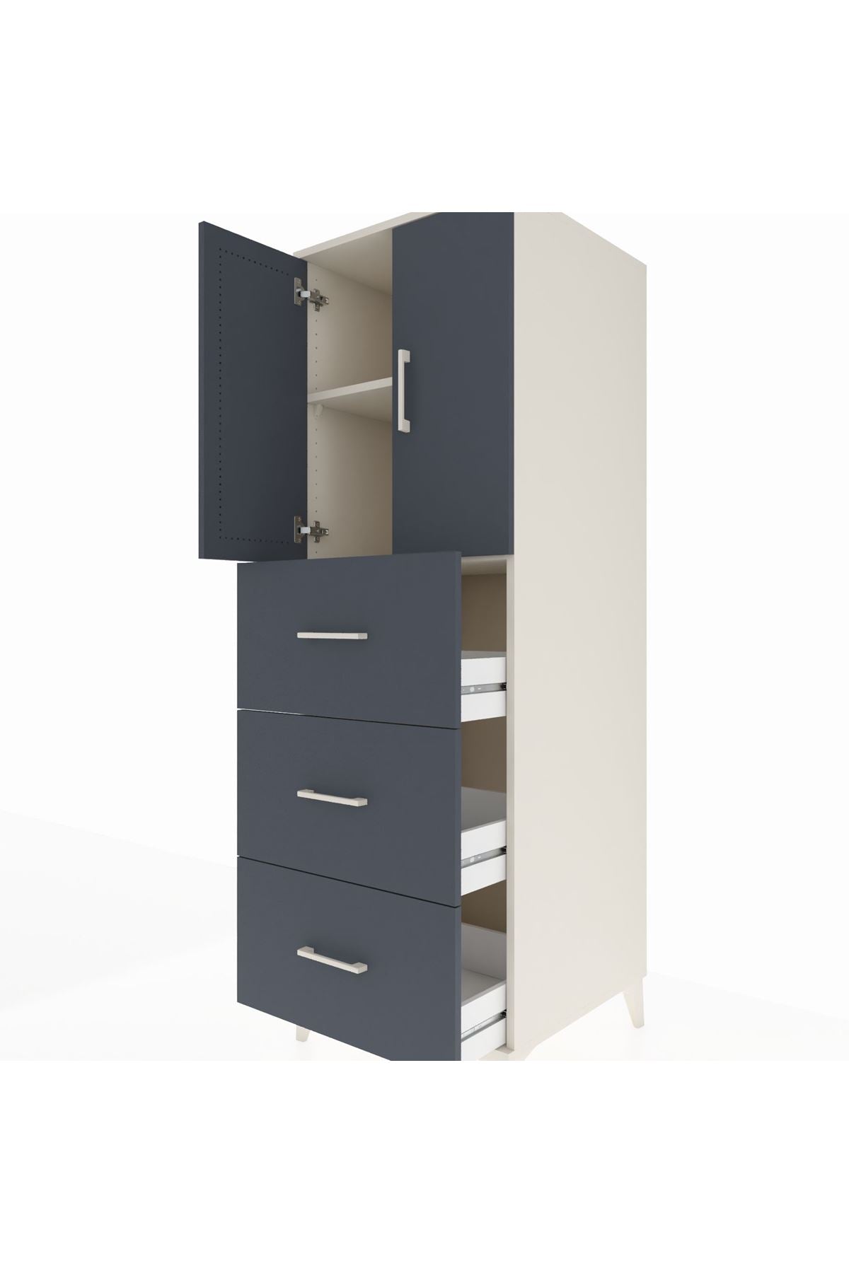 Kronos Dolap 2 Raflı 3 Çekmeceli 2 Kapaklı 60x59x182 - S89M024V2C